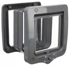 Trixie drzwiczki wahadłowe z tunelem drzwi 4-way szare