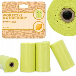 80x Woreczki na Psie Odchody Worki Kupy Psów Torebki Zapachowe Cytrynowe