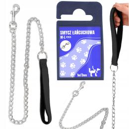 Smycz Psa 1 m Łańcuch 3 mm Szczeniaka Małych Psów Łańcuchowa Mocna Metalowa