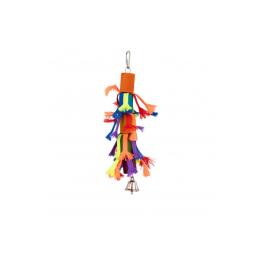 Zabawka dla ptaków papug mix kolorowe paski z dzwonkiem 38cm Panama Pet