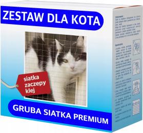 Zestaw Gruba Siatka Dla Kota Na Balkon Zaczepy 6X3m, Oko 40mm Bez Wiercenia