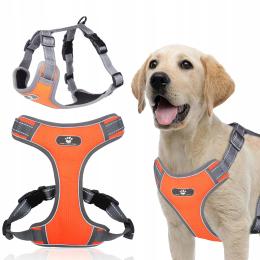 Mocne Lekkie Szelki Bezuciskowe dla Psa Regulowane Odblaskowe S