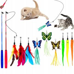 Teleskopowa Wędka Zestaw 11 Zabawek Dla Kota 9 Zawieszek+kocimiętka+szpulka