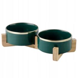 Miska Miski Dla Psa Kota Podwójna Ceramiczna 2 x 850ml Na Stojaku Glamour