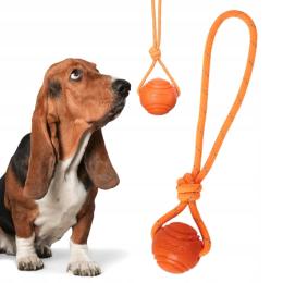 mocna piłka dla psa ze sznurkiem Psiapiłka do aportowania Wytrzymała 7/32cm