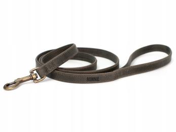 Smycz dla Psa Skórzana z Grawerem Szary kolor L Rozmiar