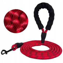 Mocna Smycz Dla Psa Dużego długa Odblaskowa Czerwona linka 3m