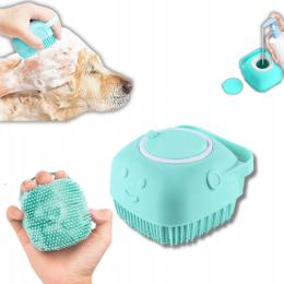 Szczotka Do Mycia Sierści Dla Psa Kota Z Dozownikiem Na Szampon Silikonowa