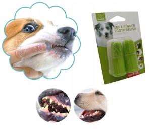 Szczotka miękka Na Palec do mycia czyszczenia zębów psa kota 2 szt.