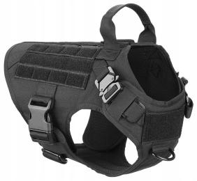 Szelki Taktyczne Uprząż treningowa regulowana z podchwytem Dla Psa Czarne S