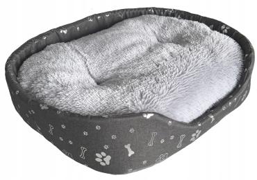 Legowisko Posłanie Kojec miękkie puszyste dla psa kota L 70x55cm Leo srebro