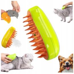 Szczotka Parowa dla Kota Psa do czesania nawilżająca sierść Zielona