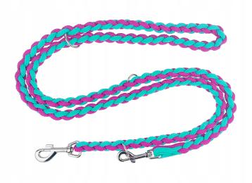 Champion Polski producent smycz linka pleciona regulowana 2,5m Róż-Mięta