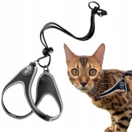 Szelki dla kota 34-44cm do 5kg Tre Ponti czarne Z Odblaskami