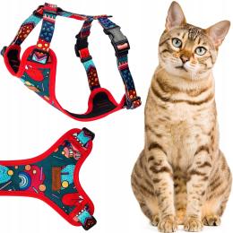 Spacerowe szelki bezuciskowe z regulacją dla małego kotka Ukory Kolorowe