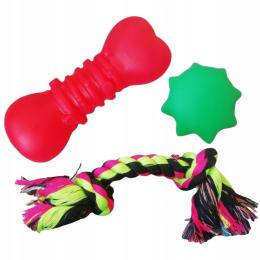 Zabawka Piszcząca dla Psa Szarpak Piszczałka Sznur Piłka Kość Kostka Gryzak