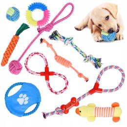 Zestaw Szarpaków Zabawek Dla Psa Szarpak Sznur Piłka Gryzak Frisbee 10 el.