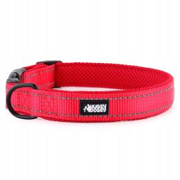 Obroża dla psa czerwona odblaskowa regulowana buldog mops Huggy Doggy S