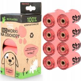 Kompostowalne worki na psie odchody 120szt Różowe