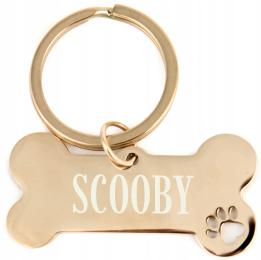 Adresówka Identyfikator Kość zawieszka złota dla psa Grawer Imię metal