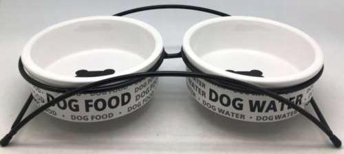 Miska ceramiczna podwójna dla psa na stojaku 15x5