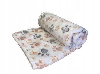 Kocyk Legowisko dla Psa Kota 104x79 Miękki Koc Polarowy Łapki Bardzo Ciepły