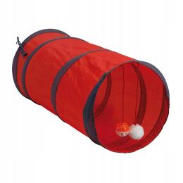 Składany tunel dla kota Tunel Szeleszczący Czerwony z Piłeczką 51 CM Długi