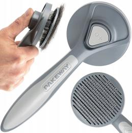 Autoczyszcząca szczotka do sierści kota psa ergonomiczna Szara (I213)