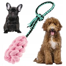 Szarpak Dla Psa Zabawka Do Aportowania Piłka Sznur Lina 42 cm Gryzak