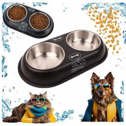 Podwójna Miska dla kota psa na stojaku na pokarm wodę Antypoślizgowa bufet
