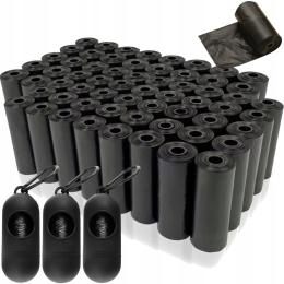 Worki Woreczki Na Psie Kupy Odchody 900 szt czarne mocne 3x Etui