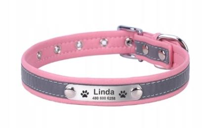 Obroża dla Psa Kota Personalizowana Imię Numer telefonu Xs Różowa