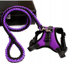 Szelki bezuciskowe dla dużego i średniego psa XL oraz Mocna Smycz 120 cm,
