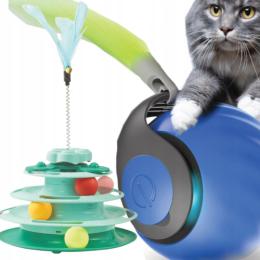 Uciekająca Piłka Dla Kota Piórko Led Wibracje Usb Zabawka Wieża Z Piłkami