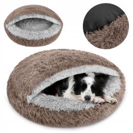 Legowisko Dla Psa Okrągłe 80 CM Z Funkcją Śpiwora Duże Posłanie XL