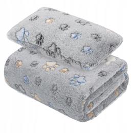 Kocyk Dla Psa Kota Miękki Łapki Koc Do Legowiska 100x70 CM Poduszka