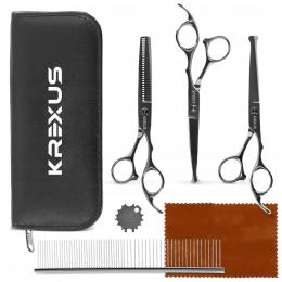 Profesjonalne Nożyczki do Strzyżenia Psów Kotów Czarne Zestaw Etui Grzebień