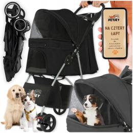 Wózek Spacerowy Dla Chorego Psa Kota 3 Otwory 20KG Transporter Kosz Siatka