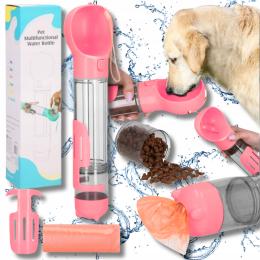 Butelka Turystyczna 3W1 Poidło Dla Psa XL na wodę karmę z miską 500ml