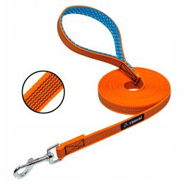 Smycz dla psa linka treningowa gumowana 7m pomarańczowa Rascal