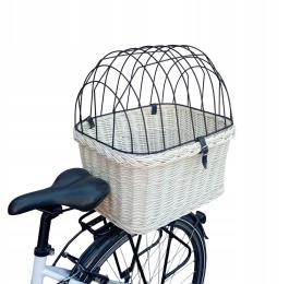 Biały Duży Kosz wiklinowy na Bagażnik Koszyk na rower dla Psa +poduszka