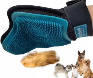 Rękawica do Czesania i Masażu dla Psa, Kota Dwustronna, Niebieska Nowinka