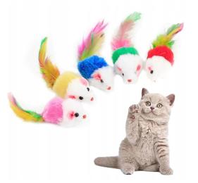 Zabawka Dla Kota Mysz Myszka Kolorowa Piórko Piórka Zabawa