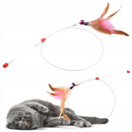 Zabawka dla kota Wędka z myszką dzwoneczek koralik