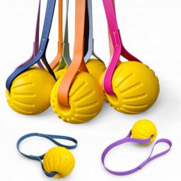 Wytrzymała pływająca żółta piłka szarpak z tworzywa Eva uchwyt BioThane 7cm