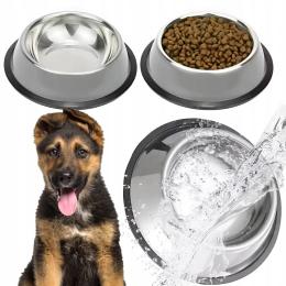 Metalowa Miska dla Dużego Psa 1,6 L na Gumie na Karmę i Wodę