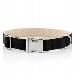 Czarna obroża dla małego psa solidna Huggy Doggy S