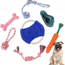 Zabawki dla małego psa Zestaw dla szczeniaka Szarpaki sznury Piłka 7szt