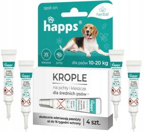 Krople Na Pchły Kleszcze Dla Psów (10-20KG) Happs