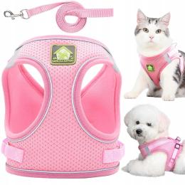 Lekkie Szelki Bezuciskowe z Odblaskami Smycz 1,5m dla Kota Psa